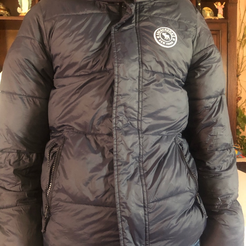 Black Puffer Jacket with Logo